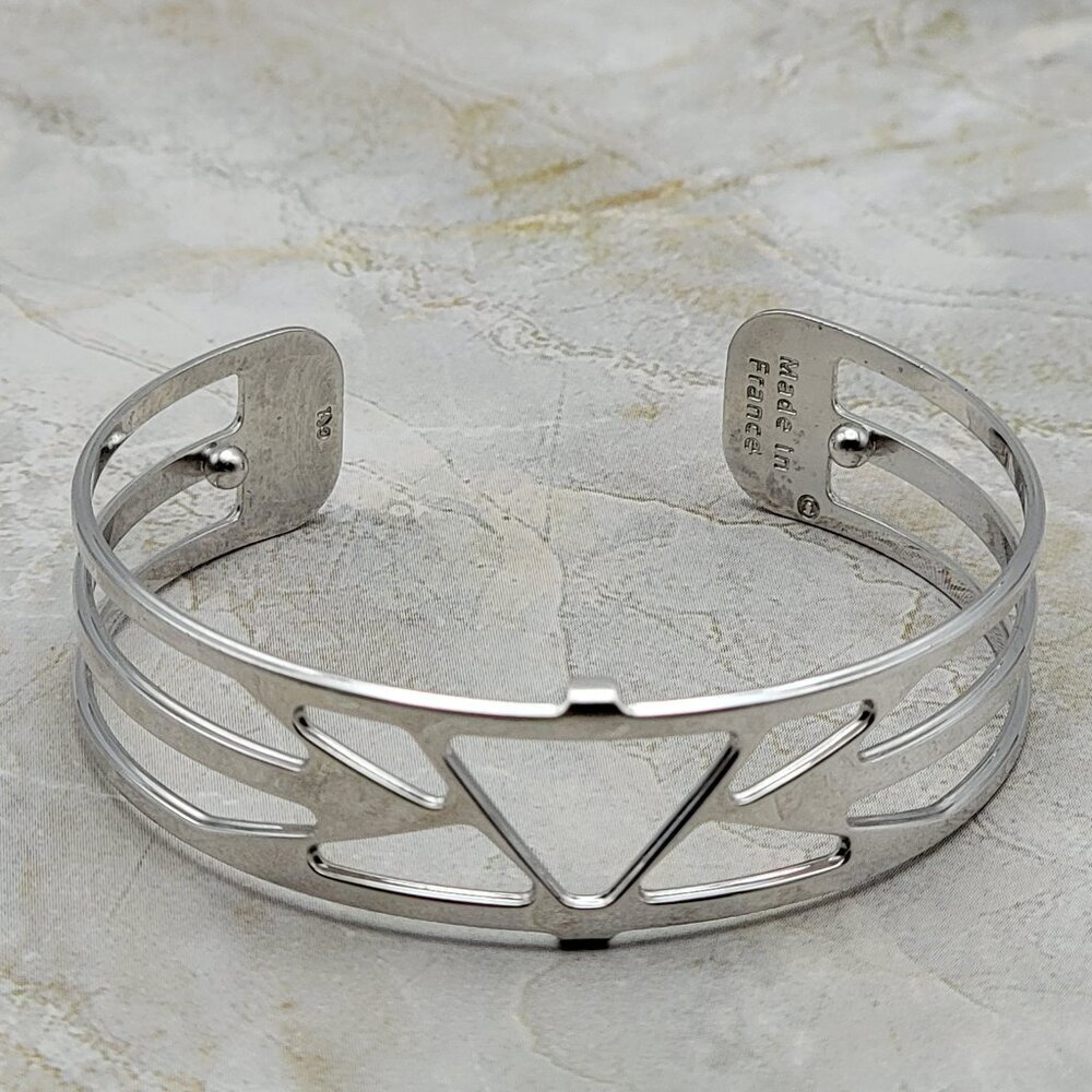 Les Georgettes Open Cuff Bracelet Silver Tone OS Ibiza Made In France 13.7mm